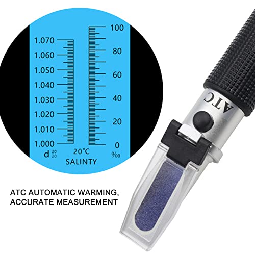 FYDUN SALINITY Refratômetro Double Scale Double 0−100 PPT 1.000 - 1.070 Medidor de salinidade ATC portátil para água do mar e aquário de manutenção marinha