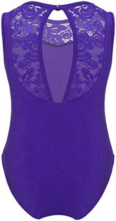 Renvena Kids Girls Classic Ballet Dance Letard Gymnastic Gymnastic Ative Lace Floral Splice Bodysuit cor de fechadura