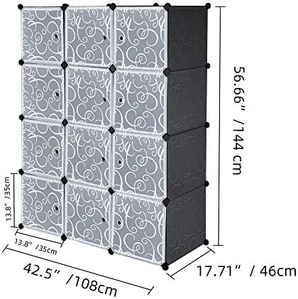 Organizador de armazenamento DIY de 12 cubos, prateleiras de armazenamento de armários, armário de armário de plástico, estante