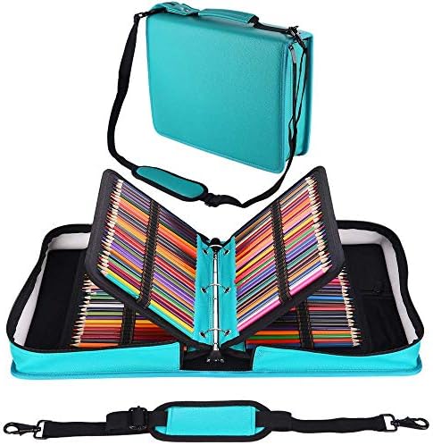 Shulaner 216 Slots PU Organizador de lápis colorido de couro PU Bolsa de transporte de grande capacidade para lápis de aquarela