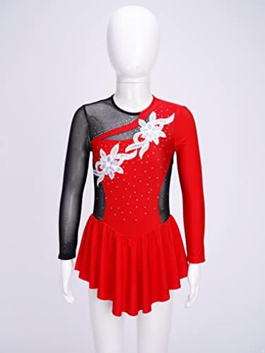 Yuumin Kids Girls Girls brilhantes Figura Figura de patinação de gelo Vestido Tutu Dress Dress Gymnastic Letard Dance Awear Costum