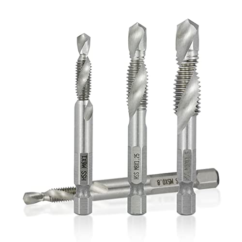 Tap métrica hexágica Tap combinada Tap e broca Fluta Spiral Thread parafuso Torneira Torneira M3 M4 M5 M6 M8 M10 M12 1PCS