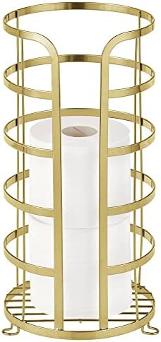 Mdesign Decorative Metal Free Hotelet Papel Stand com armazenamento para 3 rolos de papel higiênico - para banheiro/pólvora