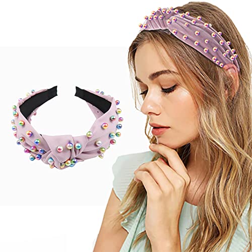 YCfish 1 peças Bandas para a cabeça para mulheres giradas pérolas com faixa para a cabeça colorida colorida jóias