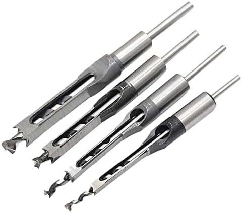 Conjunto de brocas de abridores de orifício quadrado de 4pcs sagasave, aço de aço de alto carbono hollow chisel Mortise Power para