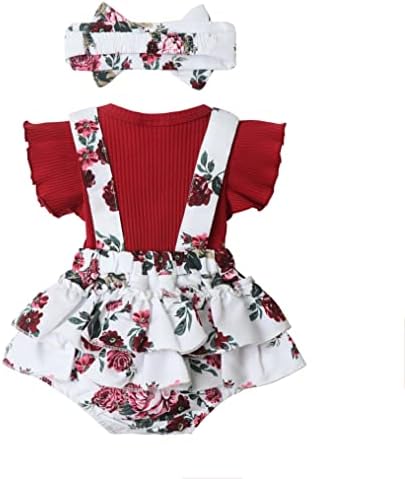 Recém -nascidos Roupas de menina Infantil Rodper Floral Dress Dress Dress Rodado de manga de manga de manga de macacão