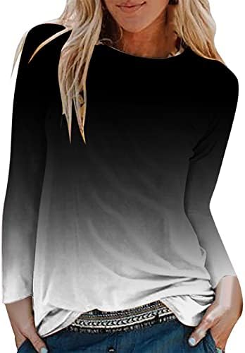 Top camiseta para fêmea de manga comprida de outono feminino 2023 Roupas da moda Trendy Crew Cotton Cotton Brunch Tee 5o
