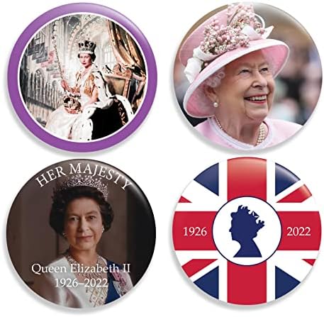 Rainha Elizabeth II Comemorativo Conjunto de botões - Conjunto de quatro botões lindos para celebrar Sua Majestade a Rainha