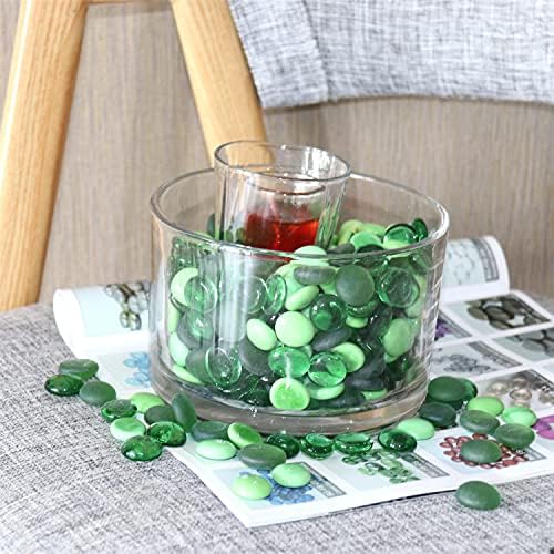 Molha de vidro plana de mistura verde para vasos, a granel 17 lb de contas decorativas para preenchimentos de vasos, artesanato,