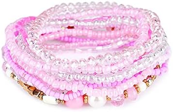 Fuqimanman2020202020202 Braceletes empilháveis ​​Bracelets feitos de cristal de cristal colorido para mulheres pulseiras de sementes