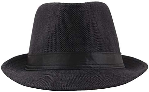 Chapéus de praia para homens homens clássicos fedora chapéu largo tampo de jazz chapéu de jazz chapéu casual igreja chapéu preto