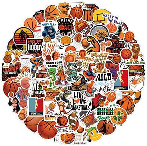 Adesivos de basquete de 100pcs, presentes de esportes de basquete para crianças adolescentes, decalque de vinil impermeável
