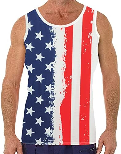 Tanques de bandeira americana masculina Tops 1776 4 de julho camisas casuais Tanques de treino de ginástica sem mangas