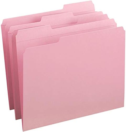 Pastas de arquivos coloridas de globo-weis, 1/3 de corte, guia reforçada, tamanho da letra, rosa, 100 contagens