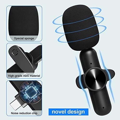 Microfone Lavalier sem fio Yaiuzgoo para iPhone/typc-c, plugue de redução de ruído de 3 níveis e jogo, síncana automática,
