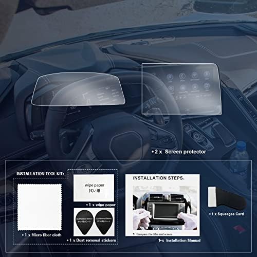 Bixuan 4pcs Pet Plástico 2022 Corvette Screen Protector Foil para 2020 2021 2022 CHERVOLET CORVETTE CORVETTE 12 polegadas