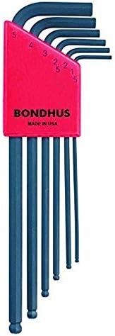 Bondhus 10946 Conjunto de 6 Balldriver L-Wrenches, tamanhos 1,5-5mm