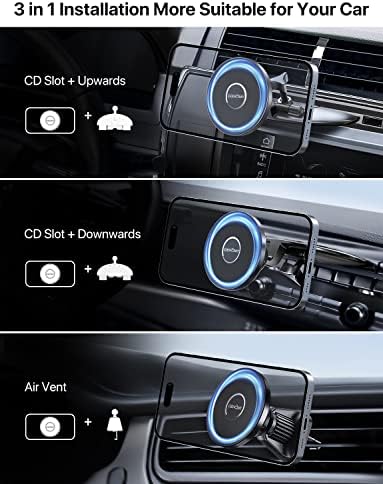 CIENCIMY Magnetic Mount Mount Compatível com montagem de carro MagSafe CD [Aço de metal embutido] CD Slot Phone Holder e