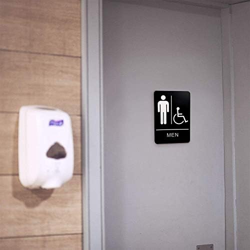 Sinais de banheiro e banheiro com deficiência masculina - ADA aprovou áreas públicas e privadas internas com o sistema