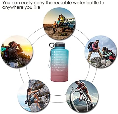 Hizq Sports Water Bottle 2.2L, copo de água esportiva de plástico não tóxico, garrafas motivacionais gratuitas de BPA, portátil