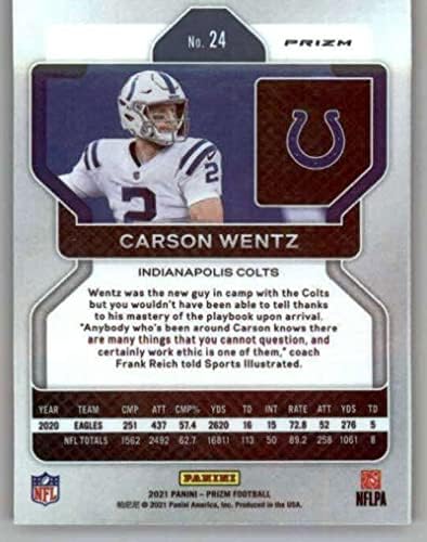 2021 Panini Prizm Prizm Orange Lazer 24 Carson Wentz Indianapolis Colts NFL Football Trading Card