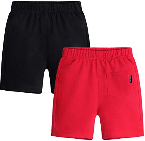 Pacote de shorts de meninos QTGLB 2 com bolso traseiro, esportes de corrida de algodão algodão para crianças pequenas para