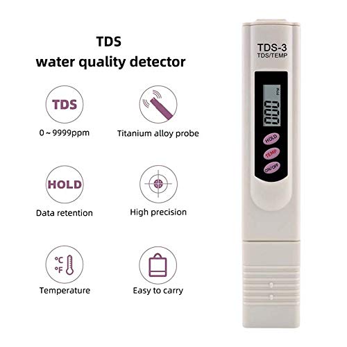 Meichoon Water TDS medidor, testador de qualidade da água, 0-9999 ppm medidor, medidor de água de teste de precisão para