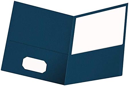Pastas de bolso duplo de Oxford, papel texturizado, tamanho da letra, azul, segura 100 folhas, caixa de 25 - 6 pacote
