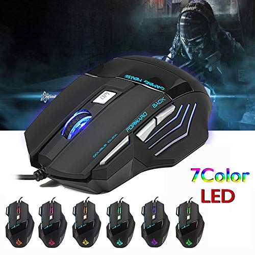 Mouse de jogos com fio 7 botões CO LUZ 5500 Ajustável DPI Optical Gamer MELS Mouse de computador Perfeito para LOL Gamer