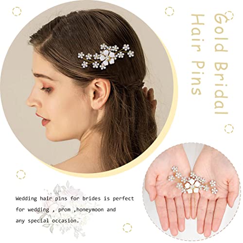 Hermoli Bridal Wedding Hair Flowers Gold Bride Hairpiece Rhinestones deixa acessórios de cabelo para mulheres e meninas