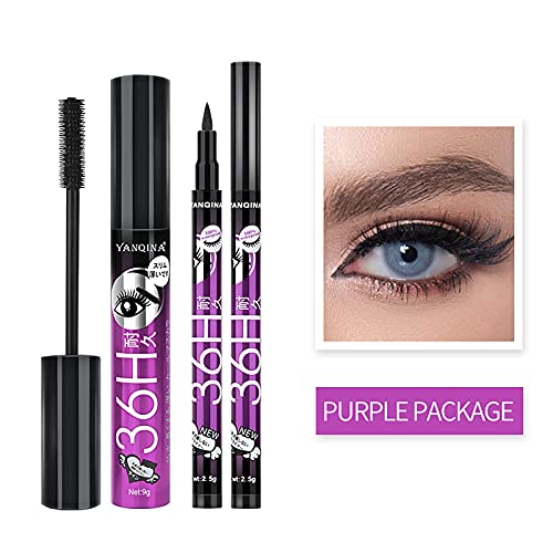 Conjunto de presentes de férias do Eyeliner Mascara - rímel alongando, impermeável preto, cacho e volume, delineador