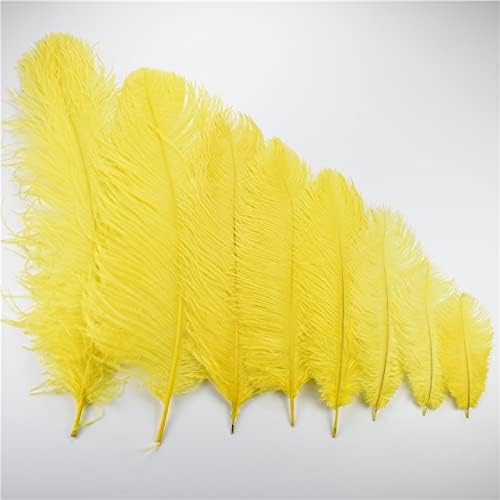 Zamihalaa 10pcs Pena de avestruz amarelo para artesanato de penas grandes naturais Centerpieces para mesas de casamento Carnival