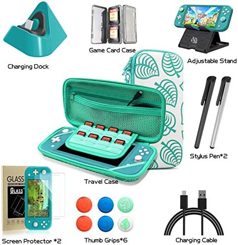 Pacote de acessórios para switch lite, kit com estojo de transporte, protetor de tela, playstand, estojo de cartas de jogo,