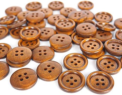 Botões de madeira de 50 pcs 20mm, botões premium de 0,79 polegadas para costura
