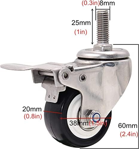 Rodas giratórias para giro pesado Conjunto industrial de 4, roda de substituição de giro de móveis de mobília, para carrinhos,