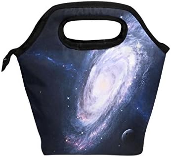 VIPSK Lunchag Saco Blue Universo Sky Black Lunch Box, Travel à prova d'água Piquenique para piquenique Carreira Bolsas de almoço