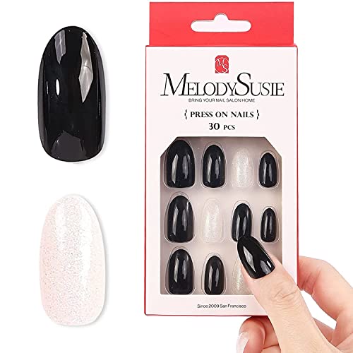 Melodysusie pressione unhas curtas, formato de amêndoa unhas falsas médias com aparência natural, unhas de unhas, kit de unhas falsas