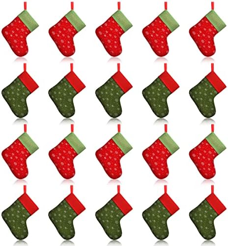 Meias pequenas de Natal de 7 polegadas Corte de talheres de talheres vermelhos mini meias de Natal Green Minga lareira em meias