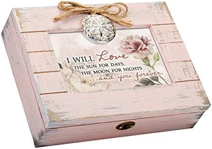 Cottage Garden Love Sun Moon You Forever Blush Pink Wood Locket Music Box toca vento sob minhas asas