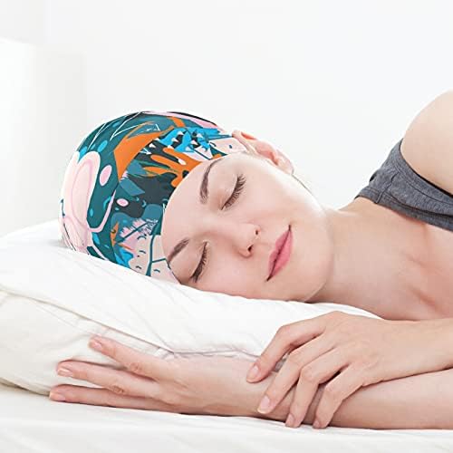 Skull Cap boné de gorda de gorro de capuz para mulheres pintura de artistas abstratos folhas de cama de dormir tropical chapéu de