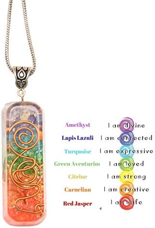 Blessfull Healing Reiki Cura Rainbow Crystal Gemstone Sete Chakra Pipe Forma de Colar Pingente de Cober