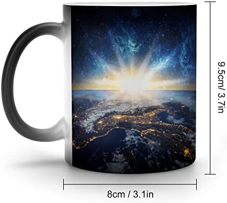 Earth Galaxy Space Calor Mudança de caneca Magic Coffee Cofler Cerâmica Cup de chá personalizado para o escritório Home Mulheres