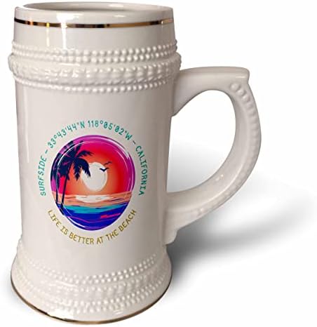 3drose surfside, Califórnia. A vida é melhor no presente de viagem de praia - 22 onças de caneca