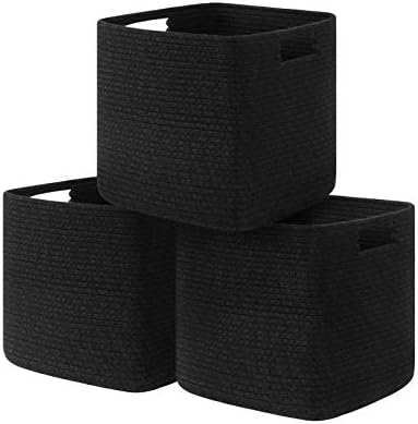 Conjunto de UBBCare de 3 cesto de corda de algodão 11 x 10,5 x 10,5 polegadas ， cestas de armazenamento para prateleiras,