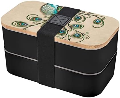 Peacock Lunch Bento Box com alça ajustável atualizada, recipiente de alimentos à prova de vazamento reutilizável empilhável,