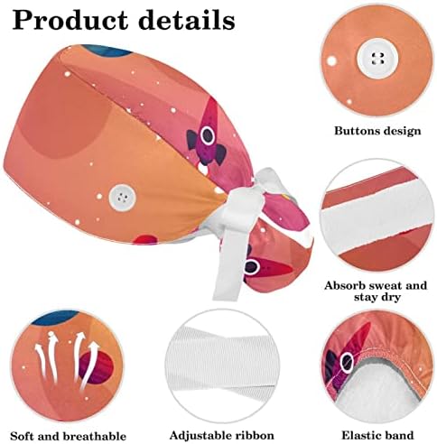 Space Stars Planets Galaxy Rockets Sun Capicão cirúrgica com botões/cabelo arco -arco para cabelos compridos