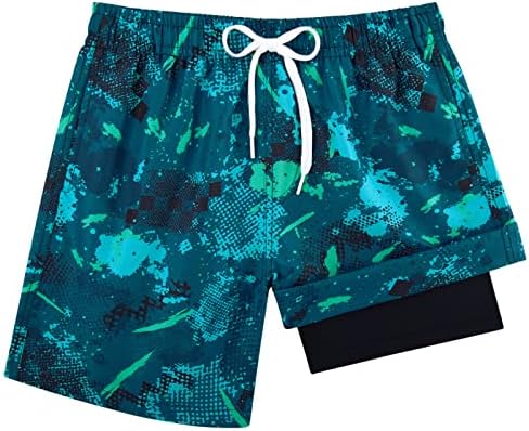 Tuonroad Boys Swim Swals com revestimento de compressão shorts de tábua seca rápida com traje de banho curado de boxeador 8-20 anos