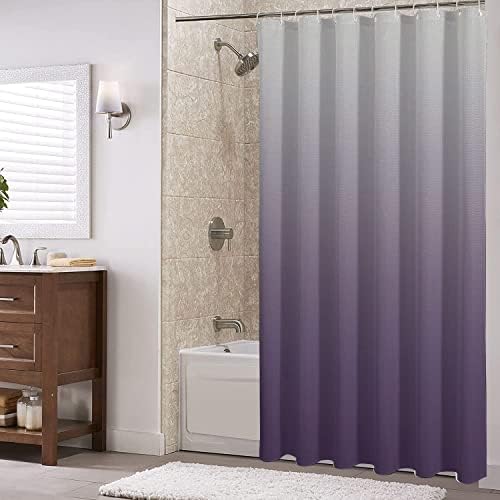 Cortina de chuveiro vdlbt cinza e roxo ombre waffle tecer tecido cortinas de chuveiro impermeabilizadas acessórios de decoração