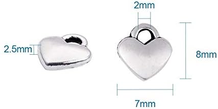 100 peças Puff Puff Love Love Charm Mini Metal Silver Heart Pingants Drops Charms Pingents for Colleclace Bracelet Brincho