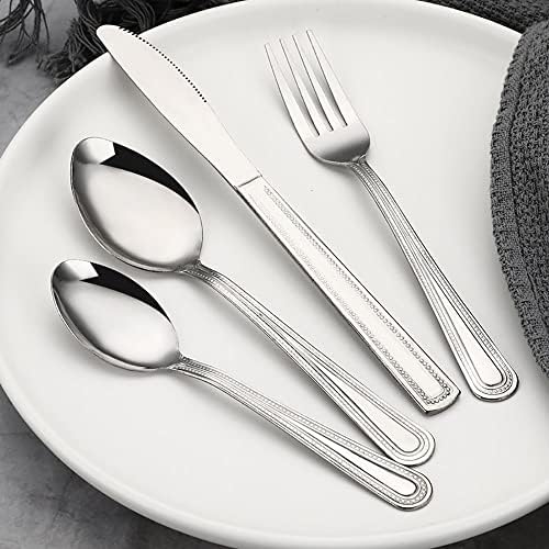 Conjunto de talheres wsjqb, conjunto de jantar de aço inoxidável, 4 incluem faca/garfo/sobremesas Fork/colher/colher de chá de mesa